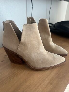 Vince Camuto Sand Suede V-Cut Ankle Booties